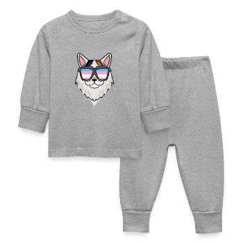 Transgender Transsexual Turkish Van Cat - Baby Sleepsuit - heather grey - Front