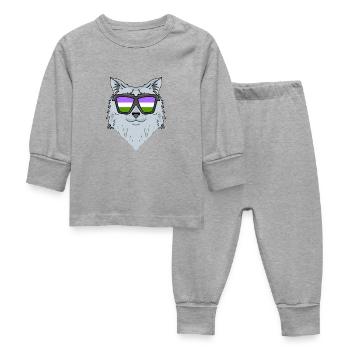 Genderqueer Chat Lgbt Chat Sibérien - Pyjama Bébé - gris chiné - Devant