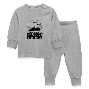 48. Geburtstag Wanderer 48 Jahre alt Berg Wandern - Baby Schlafanzug - Grau meliert - Vorne