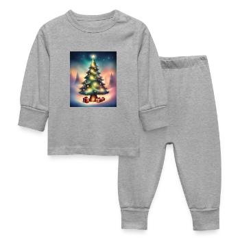 Christmas tree outside - Baby Sleepsuit - heather grey - Front