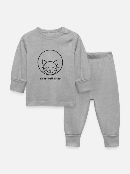 Sleep well kitty - Baby Schlafanzug - Grau meliert