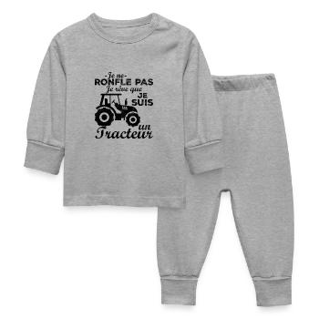 Je ne ronfle pas je rêve que je suis un tracteur - Pyjama Bébé - gris chiné - Devant