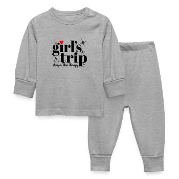 Girl's Trip Cheaper Than Therapy Women Squad Vacay - Baby Sleepsuit - heather grey - Front