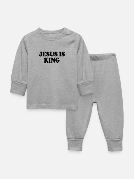 Jesus is king - Baby Schlafanzug - Grau meliert