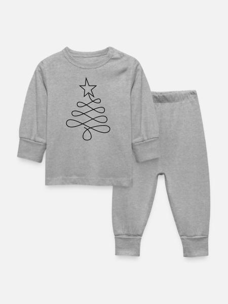 Weihnachtsbaum - Baby Schlafanzug - Grau meliert