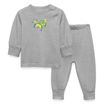 floral rose dots - Baby Schlafanzug - Grau meliert - Vorne
