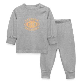 Jahrgang 1948 - 74 Jahre alt, Geschenk zum 74. Geburtstag - Baby Schlafanzug - Grau meliert - Vorne