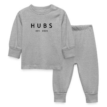 Hubs Est. 2023 Engagement For Groom's Wedding Gift - Baby Sleepsuit - heather grey - Front