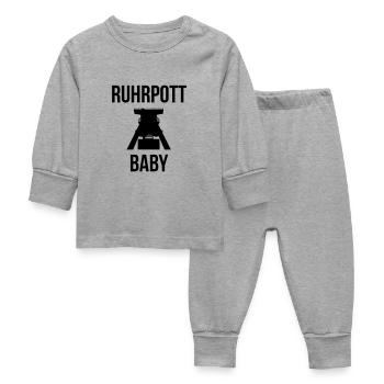 RUHRPOTT BABY - Deine Ruhrpott Stadt - Baby Schlafanzug - Grau meliert - Vorne