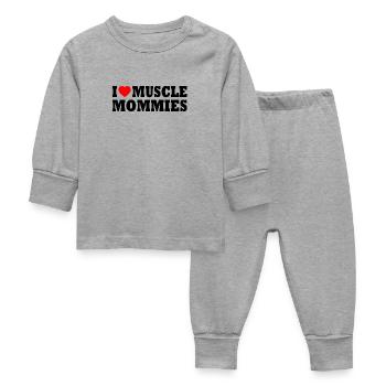 I love muscle mommies - Baby Sleepsuit - heather grey - Front