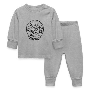 Bleib Wild Berge Landschaft - Baby Schlafanzug - Grau meliert - Vorne
