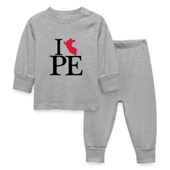 J'adore PE - J'aime le Pérou - Pyjama Bébé - gris chiné - Devant
