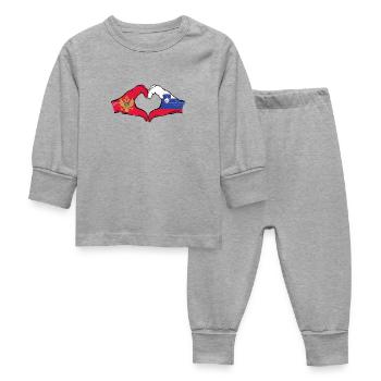 Montenegro Slowenien Flagge Hände Herzform used - Baby Schlafanzug - Grau meliert - Vorne