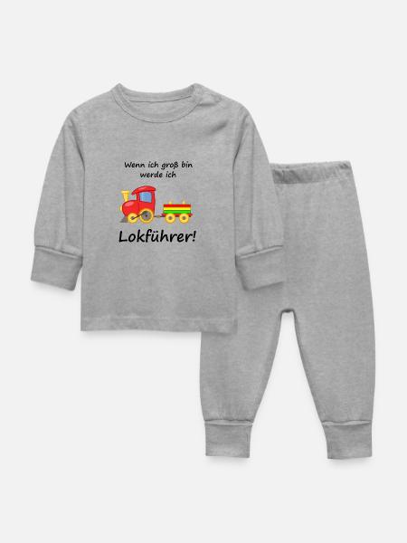 Lokführer Kinder - Baby Schlafanzug - Grau meliert