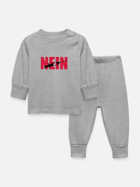 Nein Spritze - Baby Schlafanzug - Grau meliert