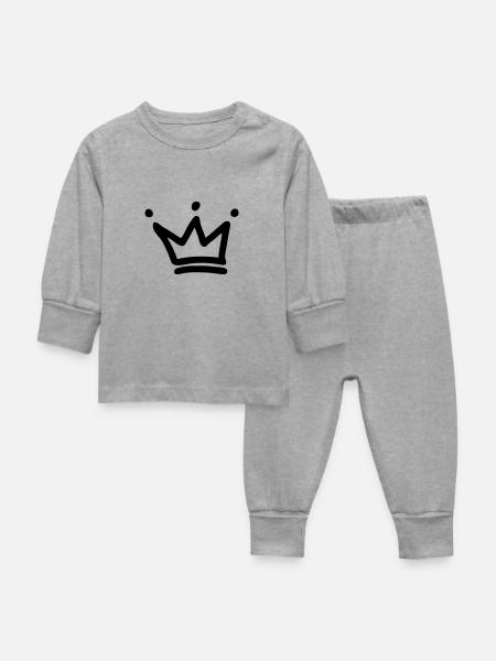krone kronen crown - Baby Schlafanzug - Grau meliert