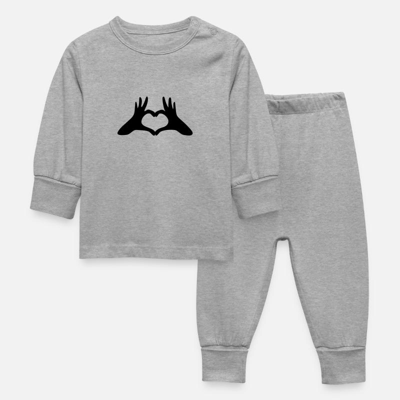 Mains de coeur - Pyjama Bébé - gris chiné