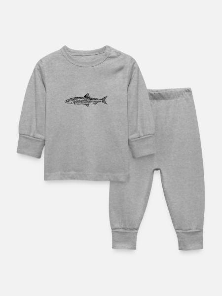 Forellen Angler - Baby Schlafanzug - Grau meliert