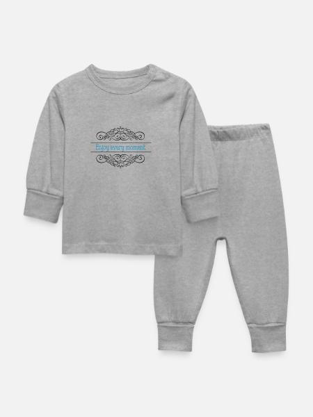 Enjoy every Moment - Baby Schlafanzug - Grau meliert