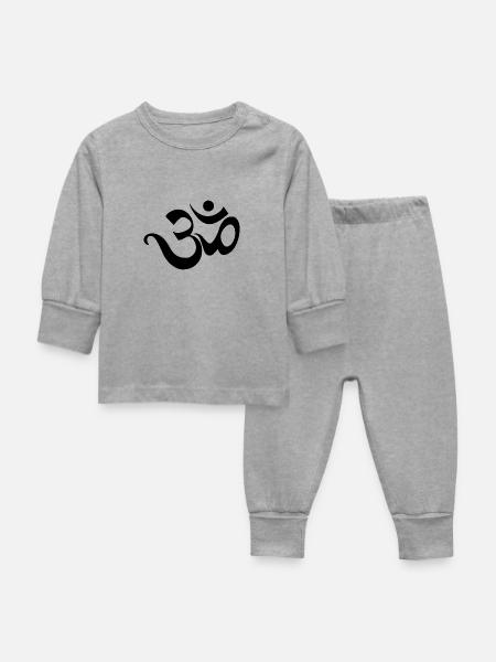Om - Baby Schlafanzug - Grau meliert