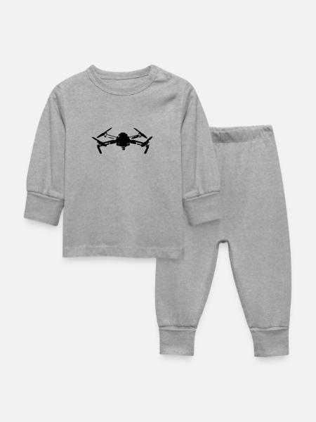 Drohne - Baby Schlafanzug - Grau meliert