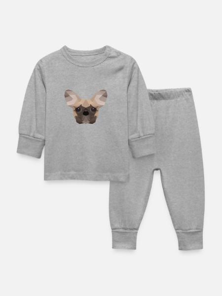 French Bulldog Low Poly - Baby Schlafanzug - Grau meliert