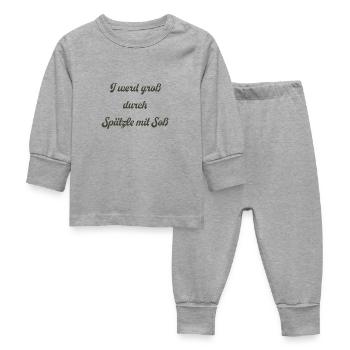 I werd groß durch Spätzle mit Soß. - Baby Schlafanzug - Grau meliert - Vorne