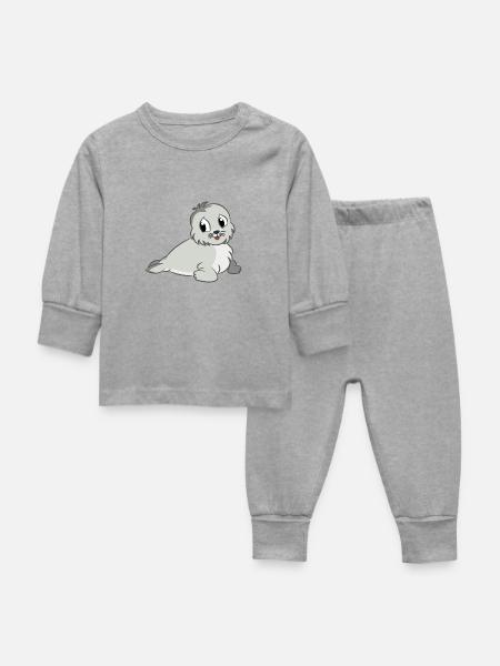 Baby Robbe - Baby Schlafanzug - Grau meliert