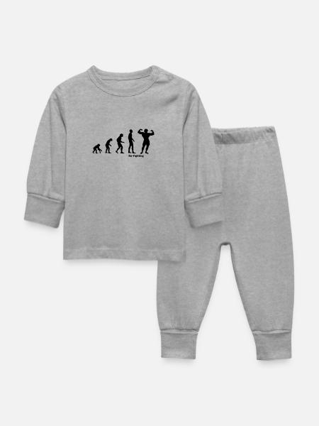 Evolution Bodybuilding Bodybuilder Geschenk - Baby Schlafanzug - Grau meliert