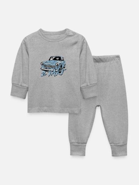 601 Gletscherblau - Baby Schlafanzug - Grau meliert