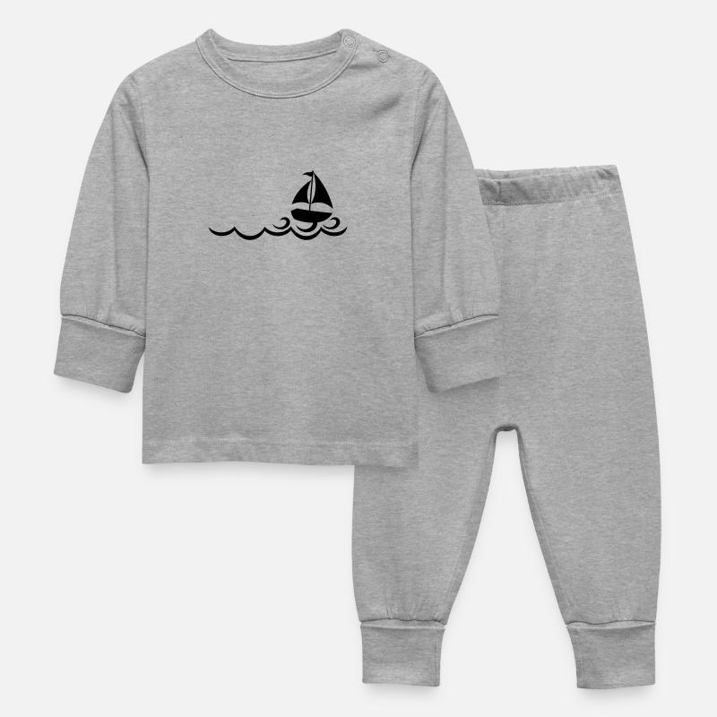 Voilier sur Vagues - Pyjama Bébé - gris chiné