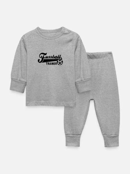 Fussball TRAINER - Baby Schlafanzug - Grau meliert
