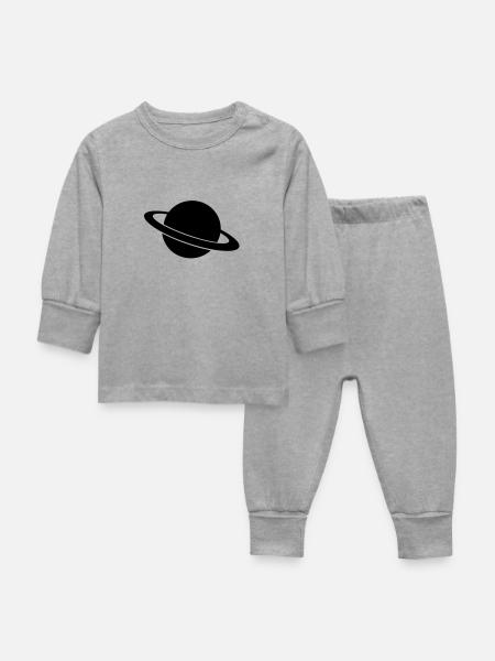 planeten - Baby Schlafanzug - Grau meliert