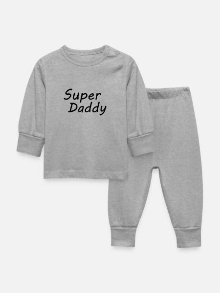 Super Daddy - Baby Schlafanzug - Grau meliert