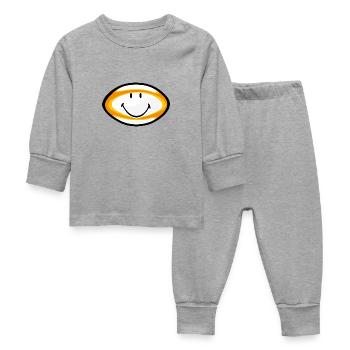 Smiley Rugby Ball - Baby Sleepsuit - heather grey - Front
