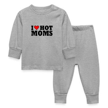 I love hot moms - Baby Sleepsuit - heather grey - Front