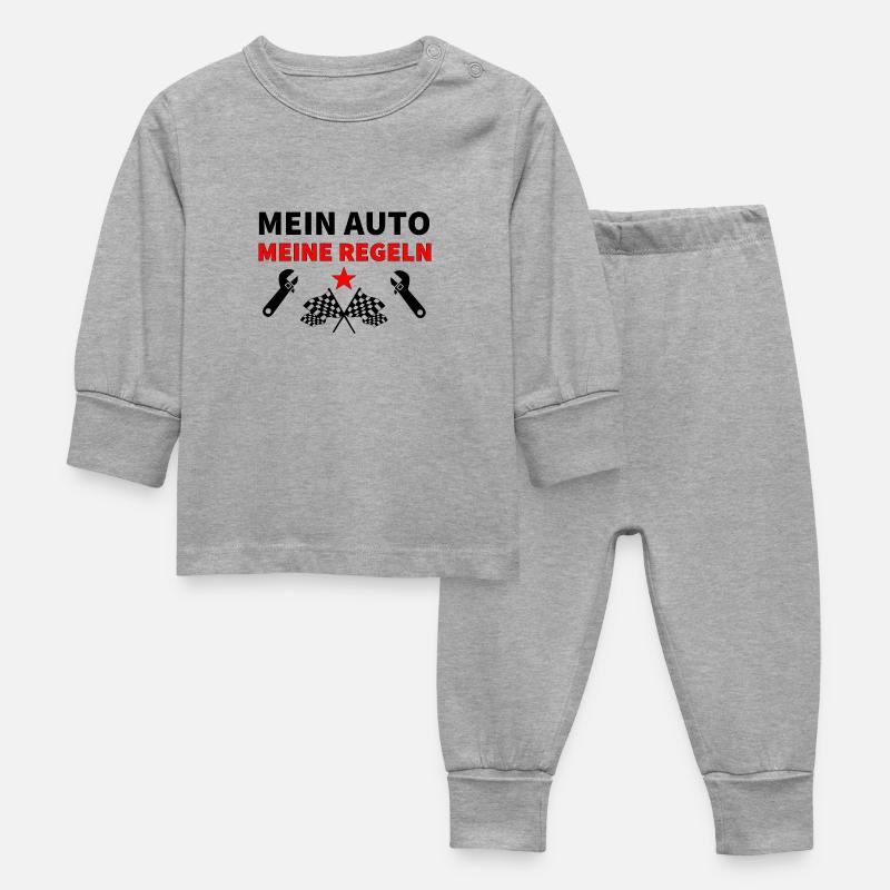 Auto - Baby Schlafanzug - Grau meliert