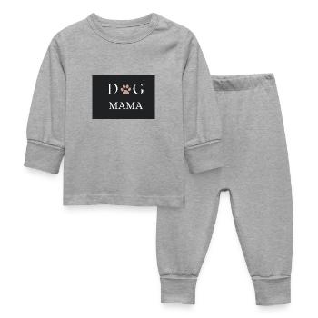 Dog Mama with Dog Paw image - Baby Sleepsuit - heather grey - Front