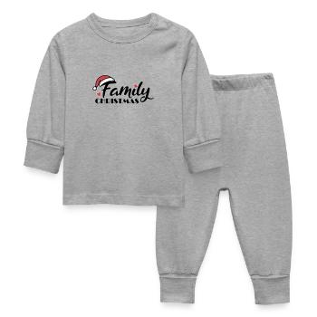 Family Christmas Font - Baby Sleepsuit - heather grey - Front