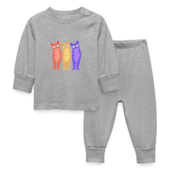 Tabby Cat - Baby Sleepsuit - heather grey - Front