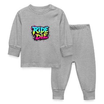 Skateboarder Ride or Die – Urban Neon Motif - Baby Sleepsuit - heather grey - Front