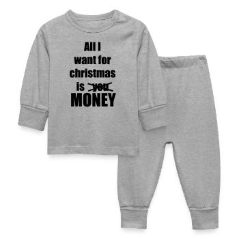 Christmas song saying money - Baby Sleepsuit - heather grey - Front