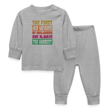 Les 40 premières années les plus difficiles - Cadeau amusant pour le 40e anniversaire - Pyjama Bébé - gris chiné - Devant