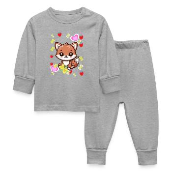 années 80 90 renard renards enfants vintage rétro - Pyjama Bébé - gris chiné - Devant