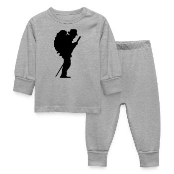 Man walker with stick - Baby Sleepsuit - heather grey - Front