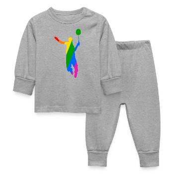 Rainbow Badminton Tennis Design - Baby Sleepsuit - heather grey - Front