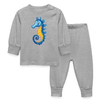 Hippocampe bleu - Pyjama Bébé - gris chiné - Devant