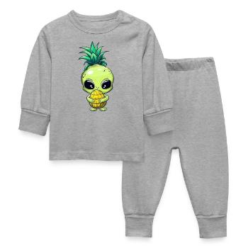Pineapple Hair Alien: Green & Funny - Baby Sleepsuit - heather grey - Front