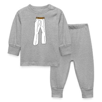 White pants - Baby Sleepsuit - heather grey - Front