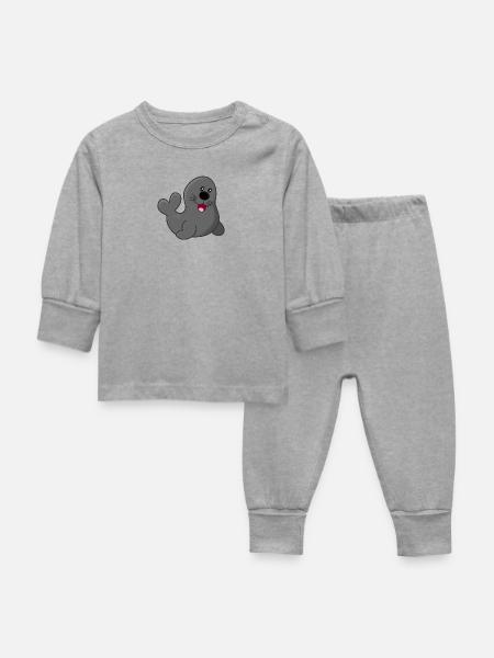 Seehund - Baby Schlafanzug - Grau meliert